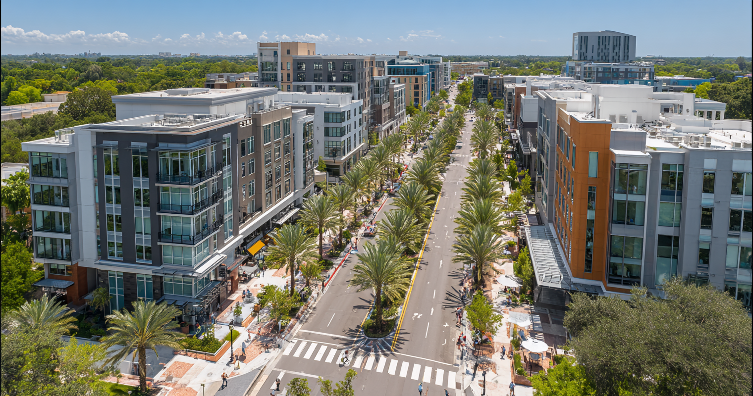 Ariel drone of FL downtown property